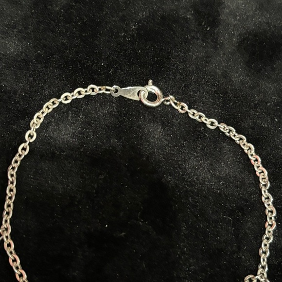 Dainty Sterling Silver Chain Link Anklet / Bracelet W/ 3 Solid Heart Pendants - Picture 3 of 4